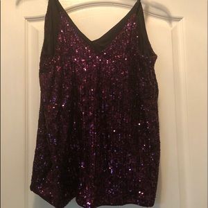 Express Sequined dressy Maroon tank top Sz Small